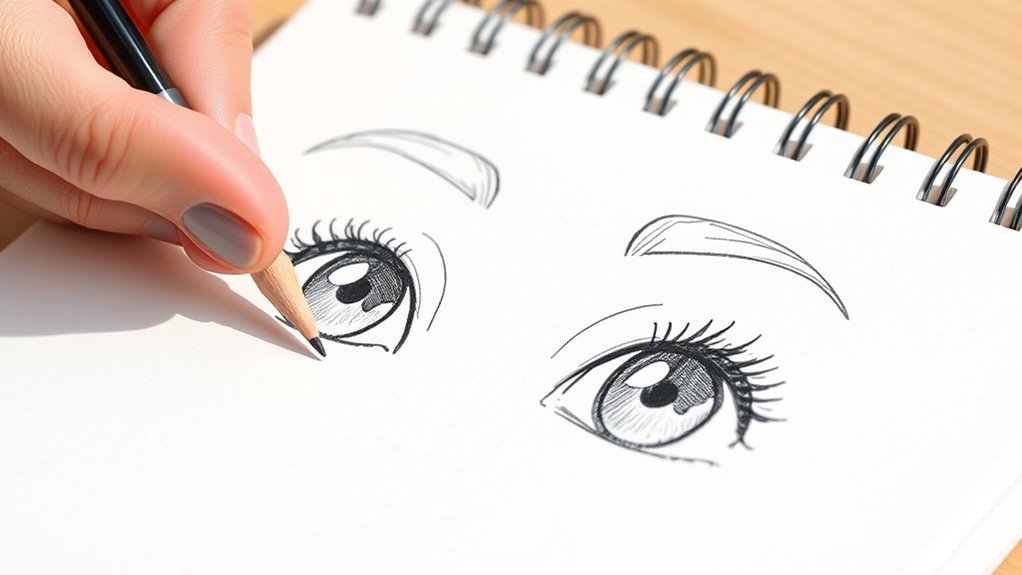 draw simple almond shaped eyes