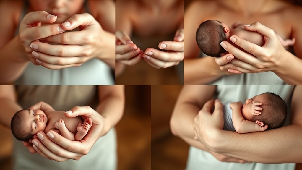 hold baby securely gently
