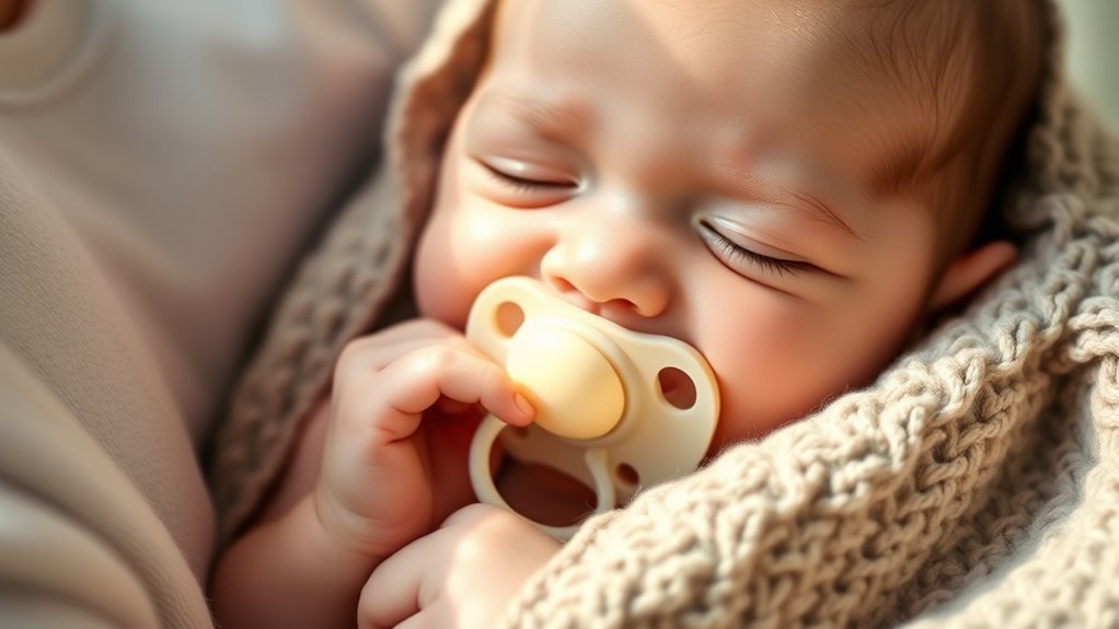 pacifier calms baby hiccups