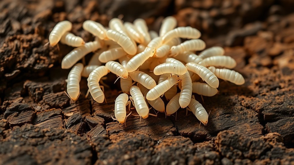 tiny translucent pale termites